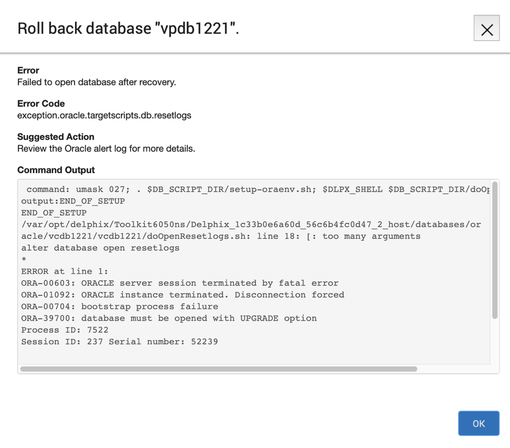 Using Self Service Container Bookmarks to move Oracle Databases up and ...