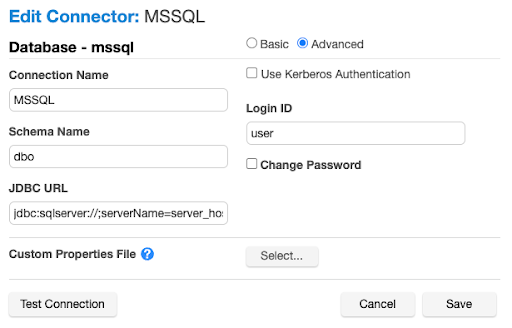 Converting MSSQL Advanced Database Connectors to Basic Connectors