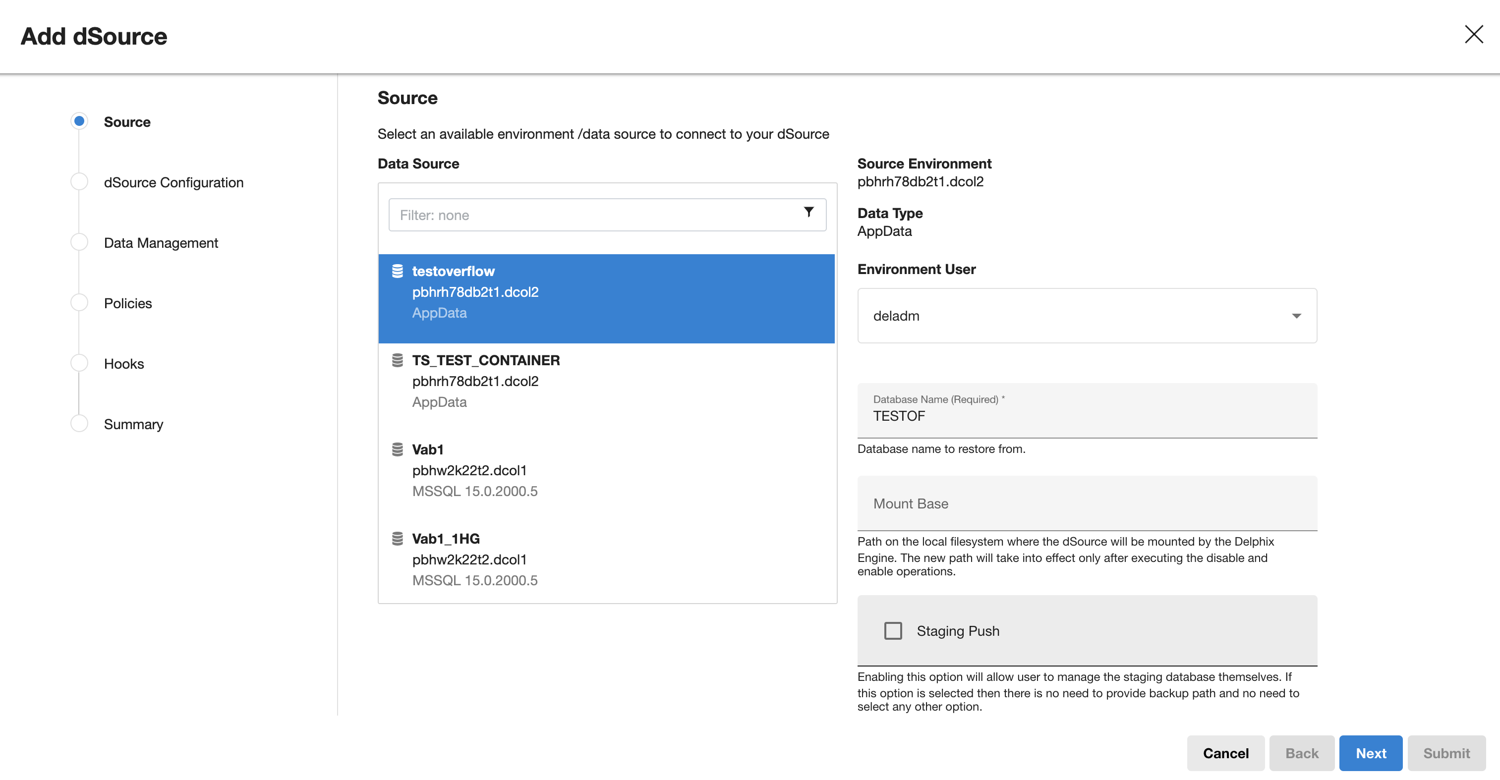 How to configure Db2 dSource staging database property OVERFLOWLOGPATH ...